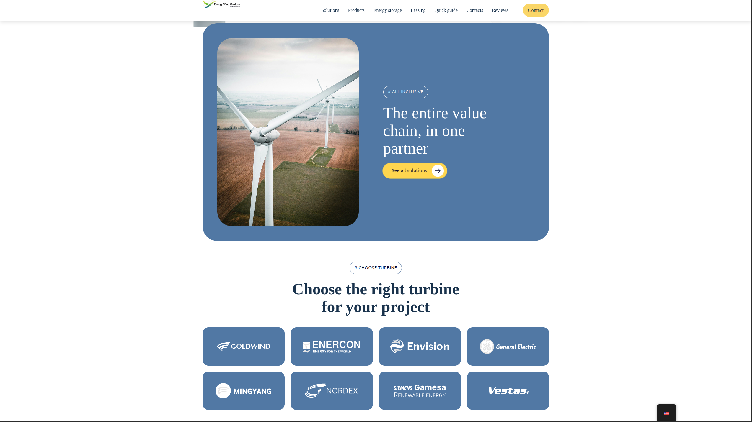Energy Wind website section