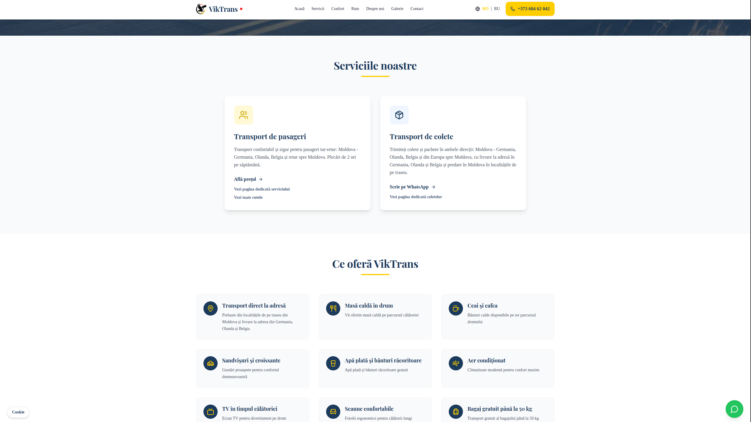 Viktrans landing page section